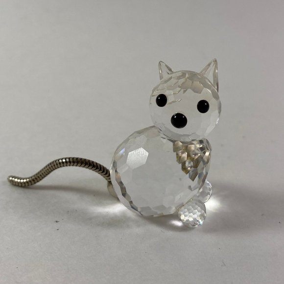 Swarovski Crystal Mini Cat Figurine 1982 metal Chain Austria 1.25 inches - Picture 3 of 9